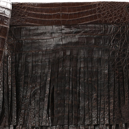 Nancy Gonzalez Crocodile Fringe Crossbody Clutch Brown 8 of 10