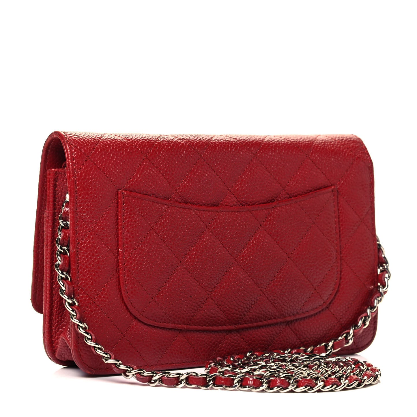 Caviar Quilted Wallet on Chain WOC Red