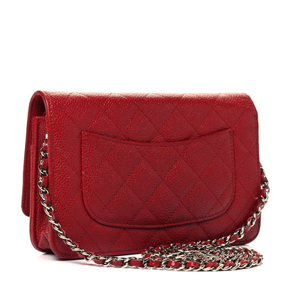 Chanel Caviar Quilted Wallet on Chain WOC Red 3 of 9