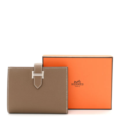 Hermes Madame Calfskin Bearn Compact Wallet Etoupe 7 of 7