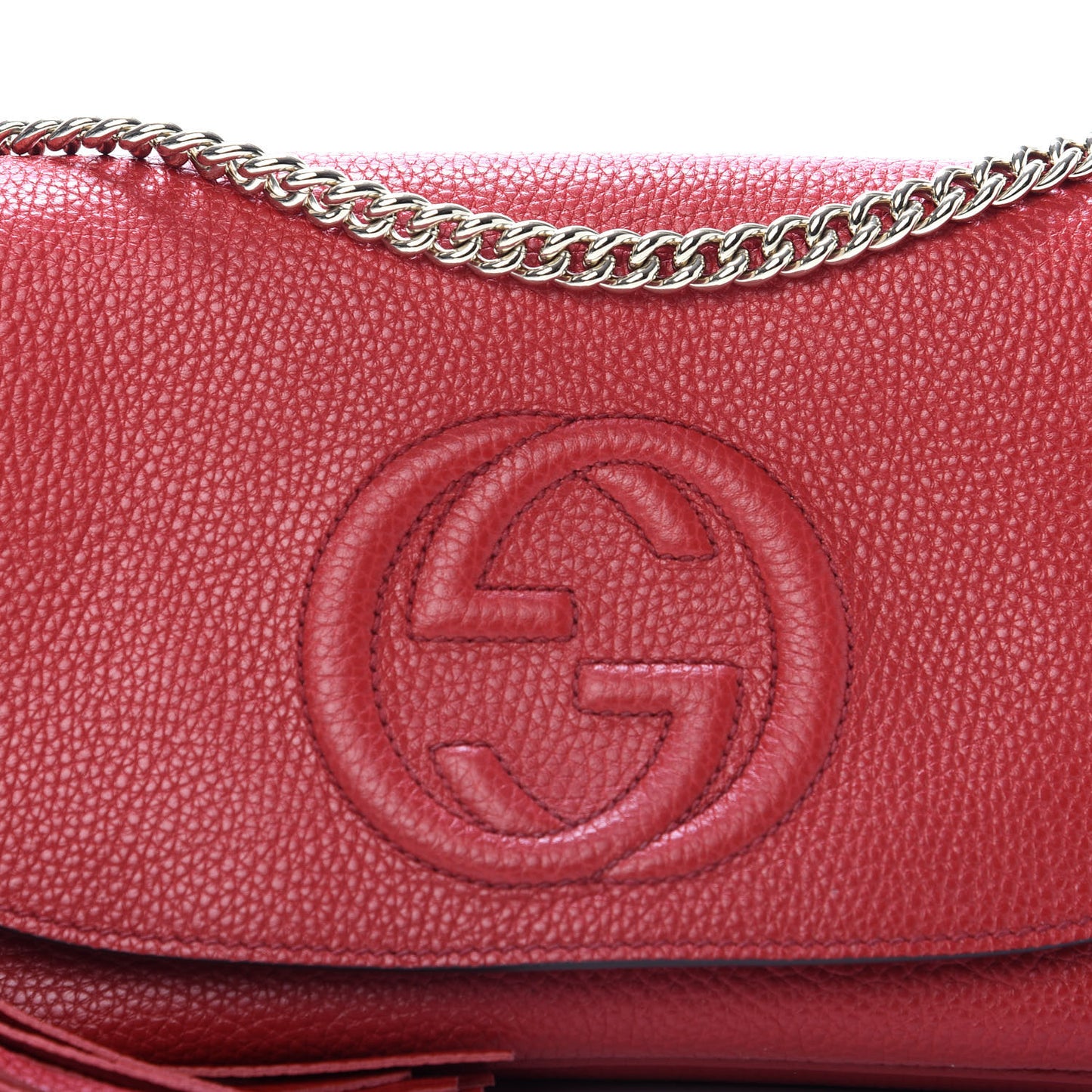 Pebbled Calfskin Medium Soho Flap Crossbody Vibrant Red