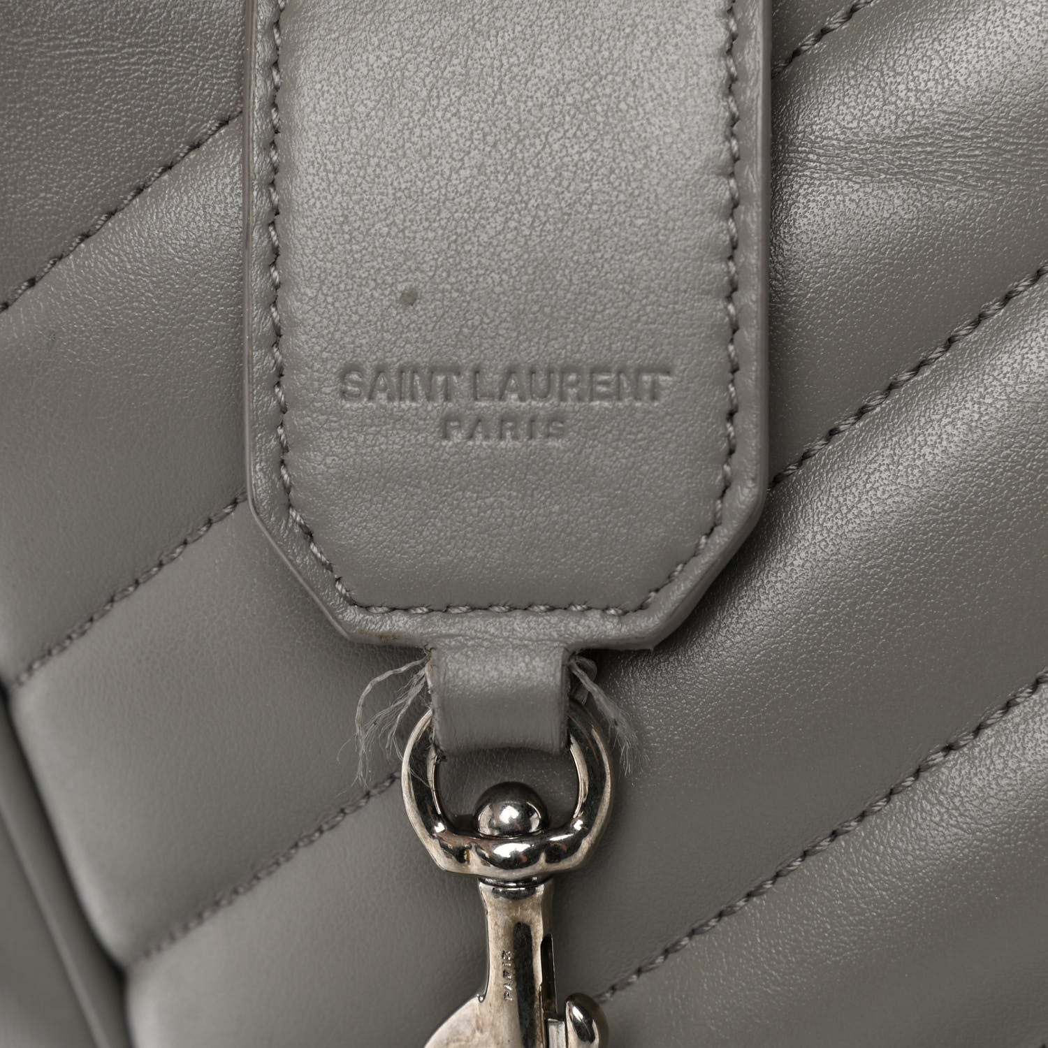 Saint Laurent Calfskin Y Quilted Monogram Loulou Shoulder Bag Pearl Grey 11 of 12
