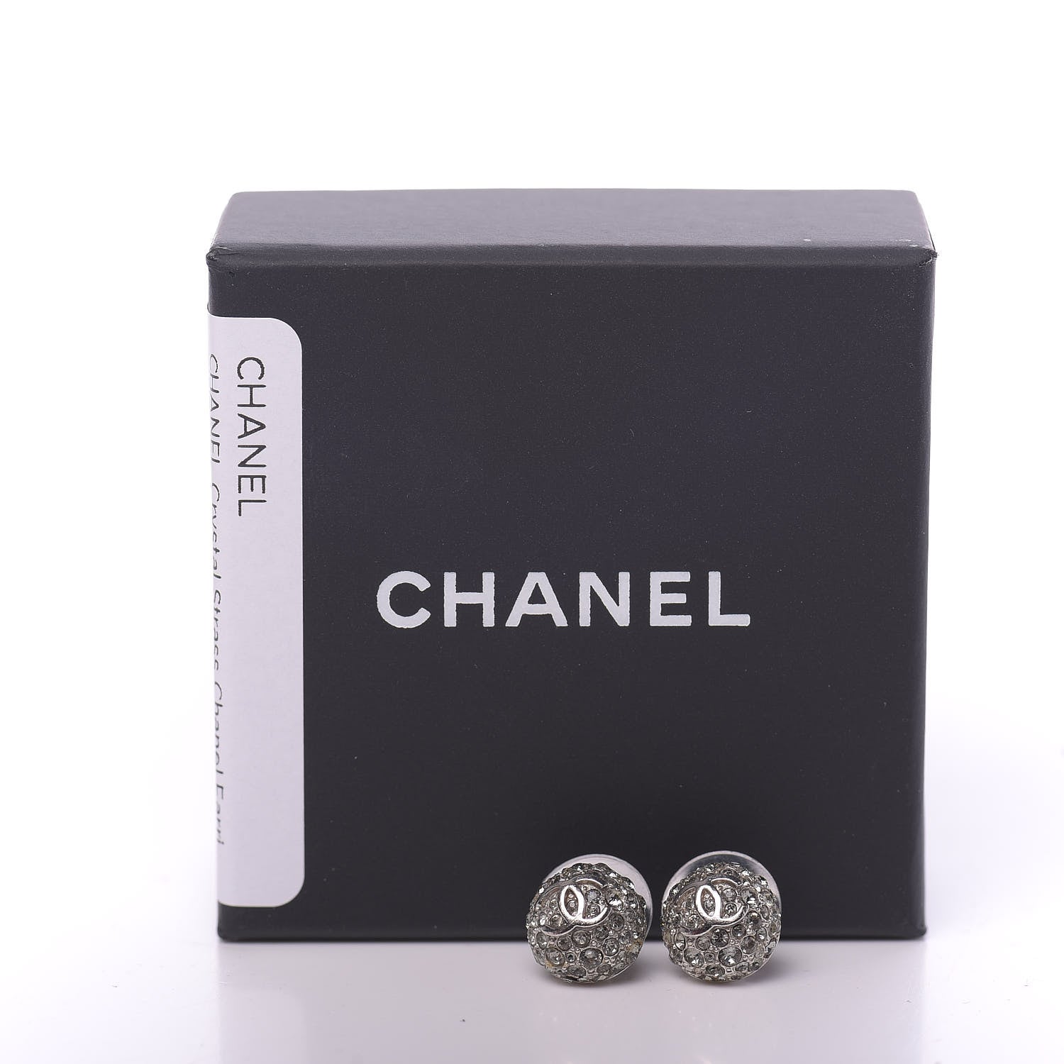 Chanel Crystal CC Earrings Silver 5 of 5