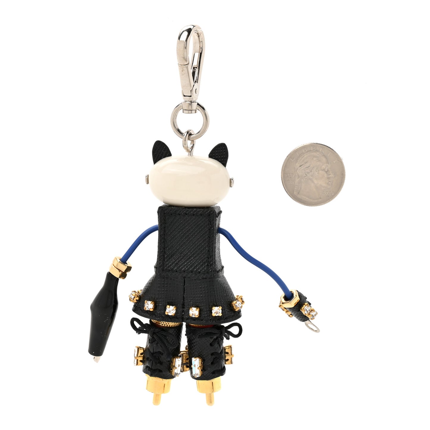 Saffiano Cat Robot Trick Keychain Black