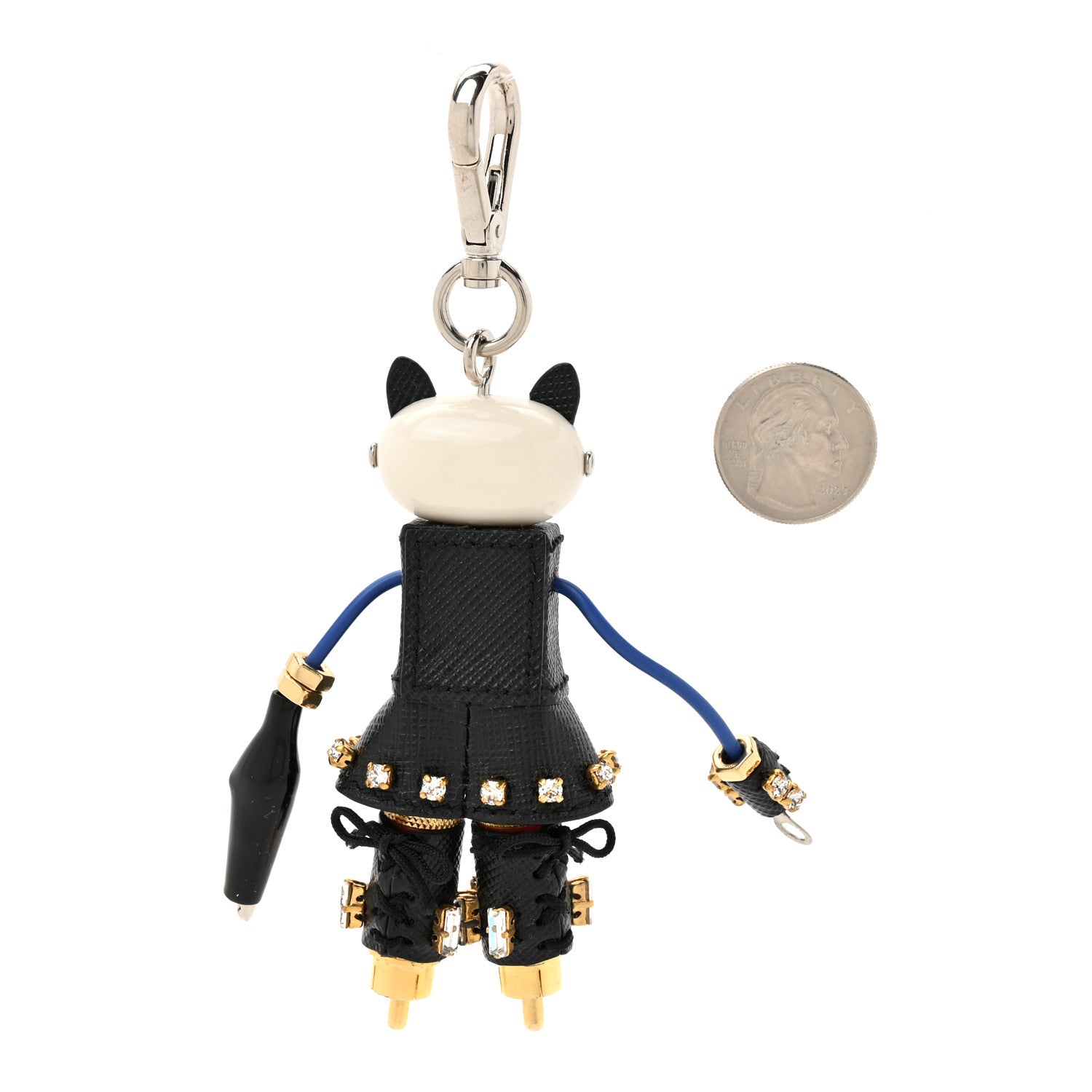 Prada Saffiano Cat Robot Trick Keychain Black 2 of 3