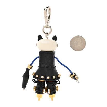 Prada Saffiano Cat Robot Trick Keychain Black 2 of 3