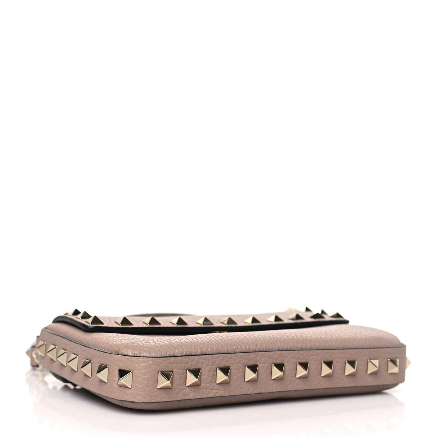 Grainy Calfskin Rockstud Crossbody Pouch Poudre