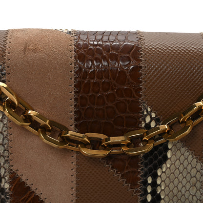 Prada Suede Snakeskin Patchwork Small Flap Bag Brown Multicolor 10 of 14
