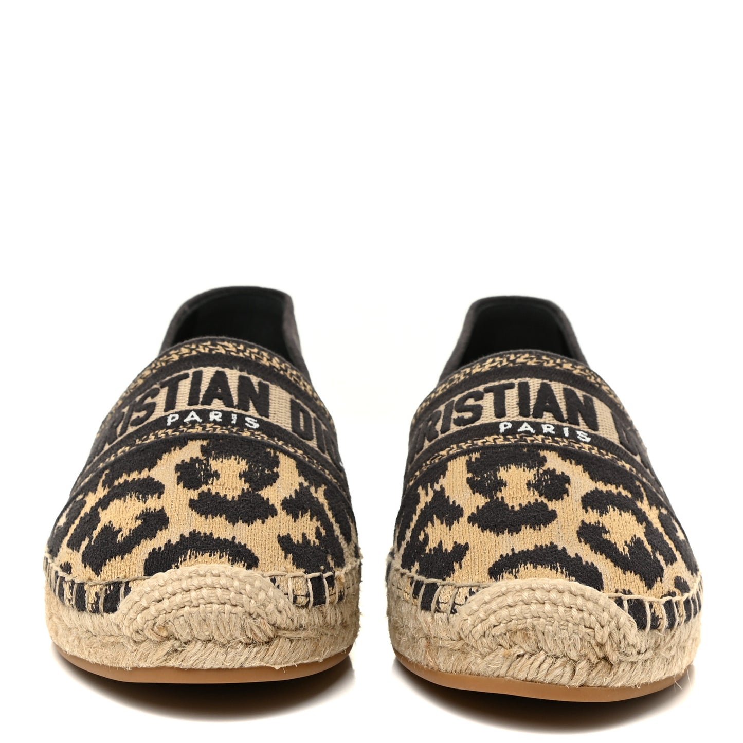 Cotton Embroidered Leopard Print Granville Espadrille 39 Natural