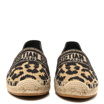 Christian Dior Cotton Embroidered Leopard Print Granville Espadrille 39 Natural 2 of 13