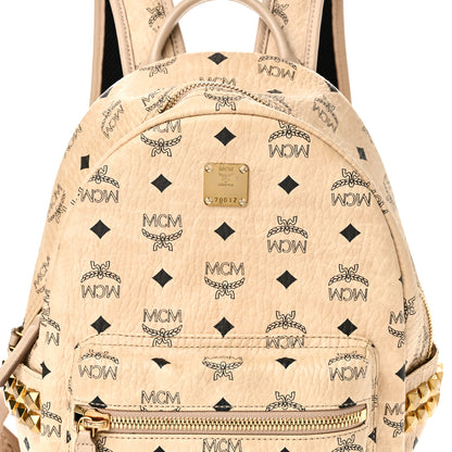 MCM Visetos Small Side Stud Stark Backpack Beige 7 of 9