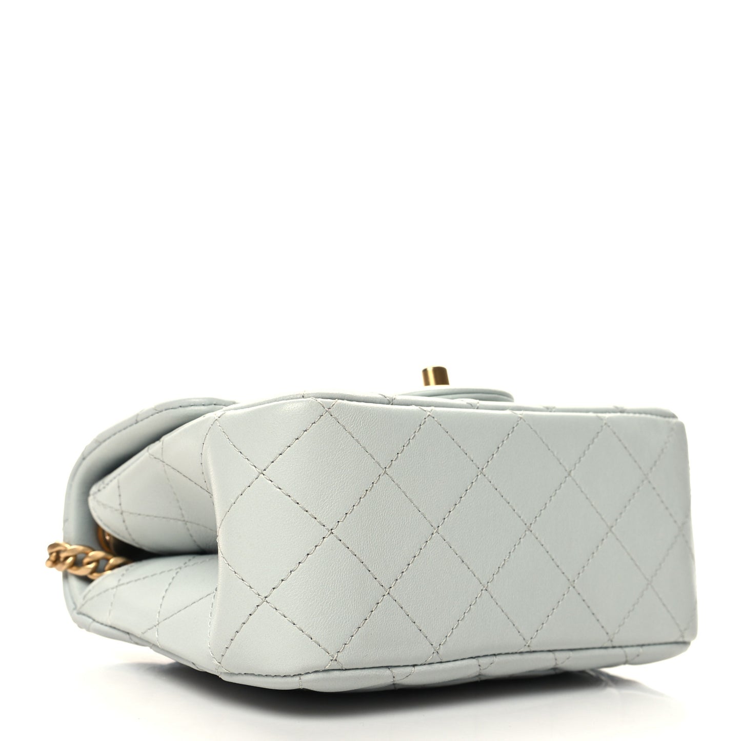 Lambskin Quilted Mini Sweet Camellia Flap Light Blue