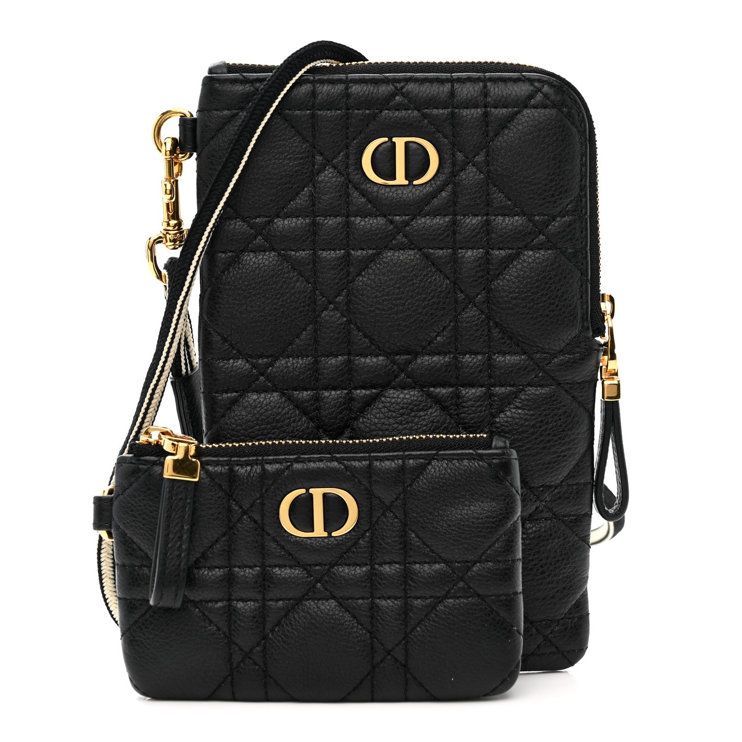 Christian Dior Supple Calfskin Cannage Caro Multifunctional Pouch Black 3 of 13
