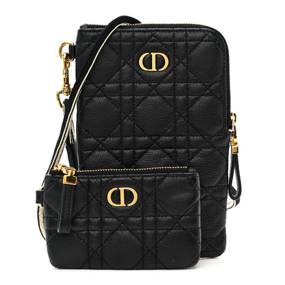 Christian Dior Supple Calfskin Cannage Caro Multifunctional Pouch Black 3 of 13