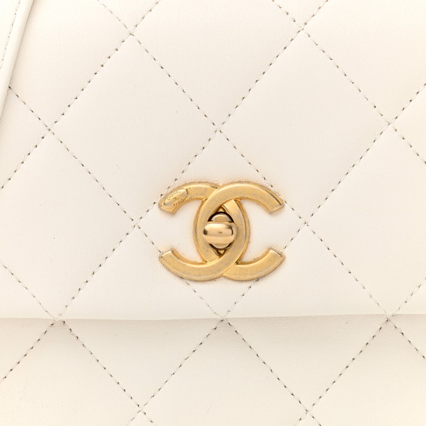 Lambskin Quilted Mini Side Note Flap White
