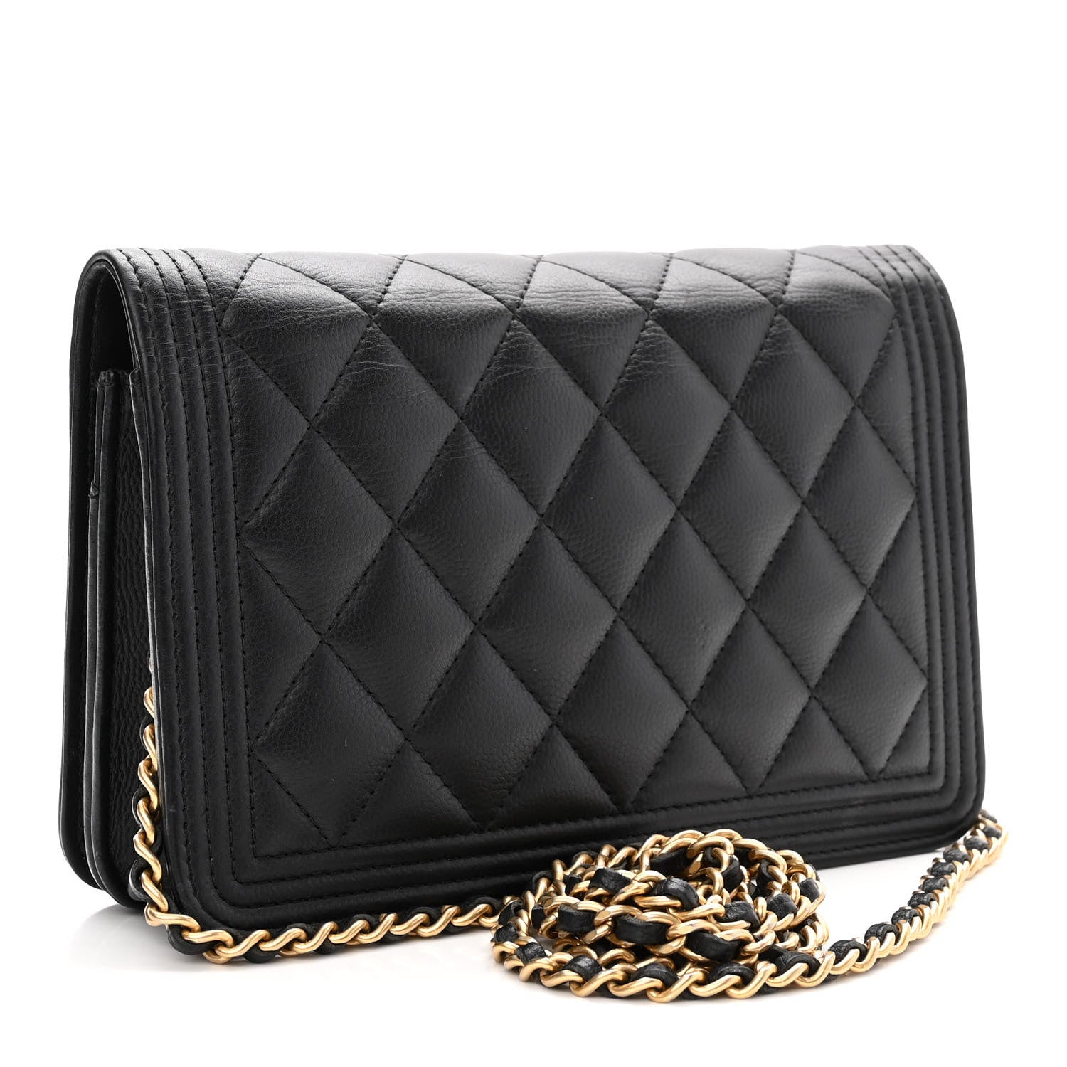 Chanel Caviar Quilted Boy Wallet On Chain WOC Black 3 of 14
