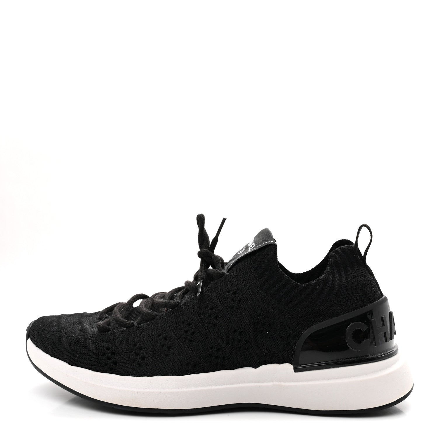 Chanel Fabric Logo Sneakers 37.5 Black 1 of 8