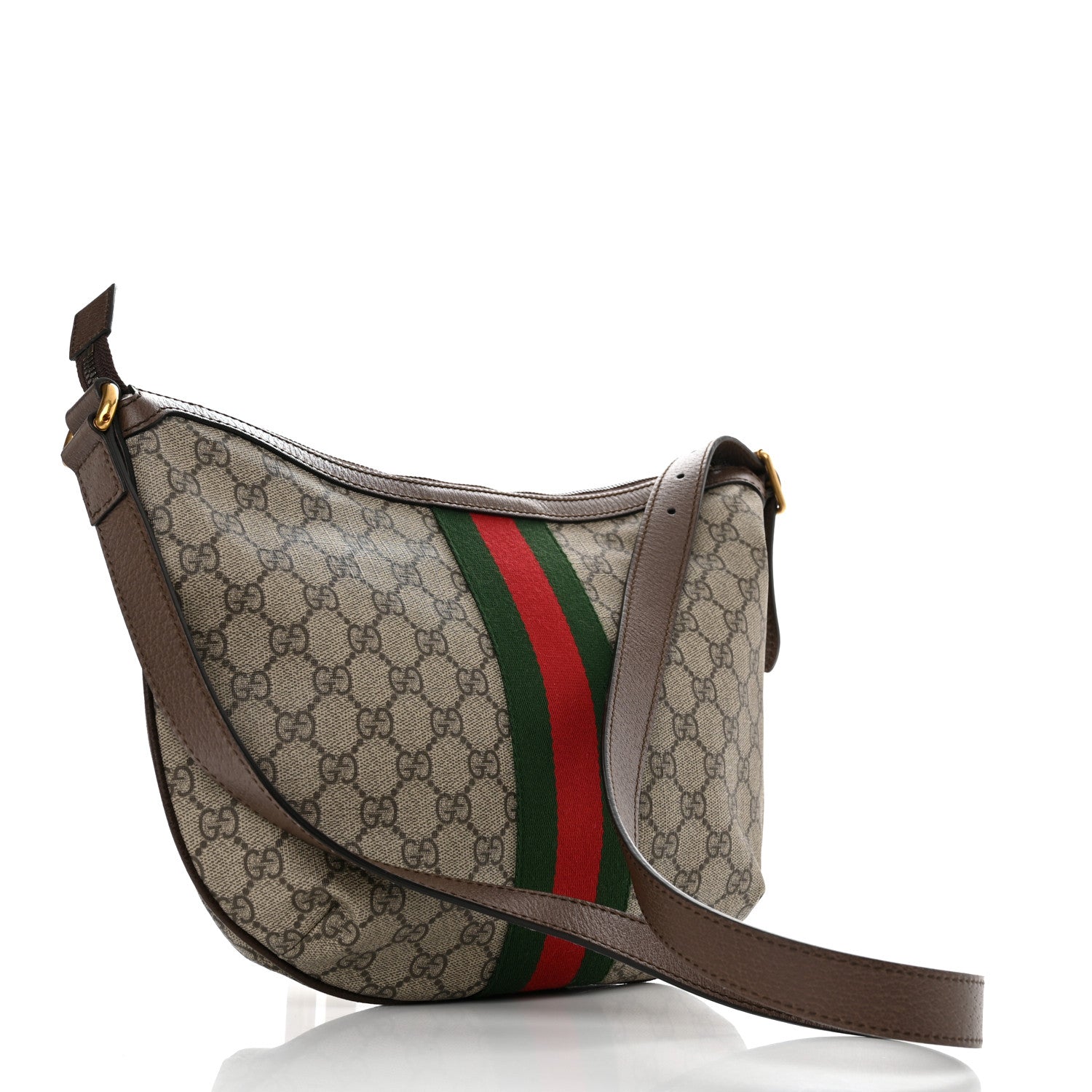 Gucci GG Supreme Monogram Web Small Ophidia Half Moon Hobo Brown 2 of 10