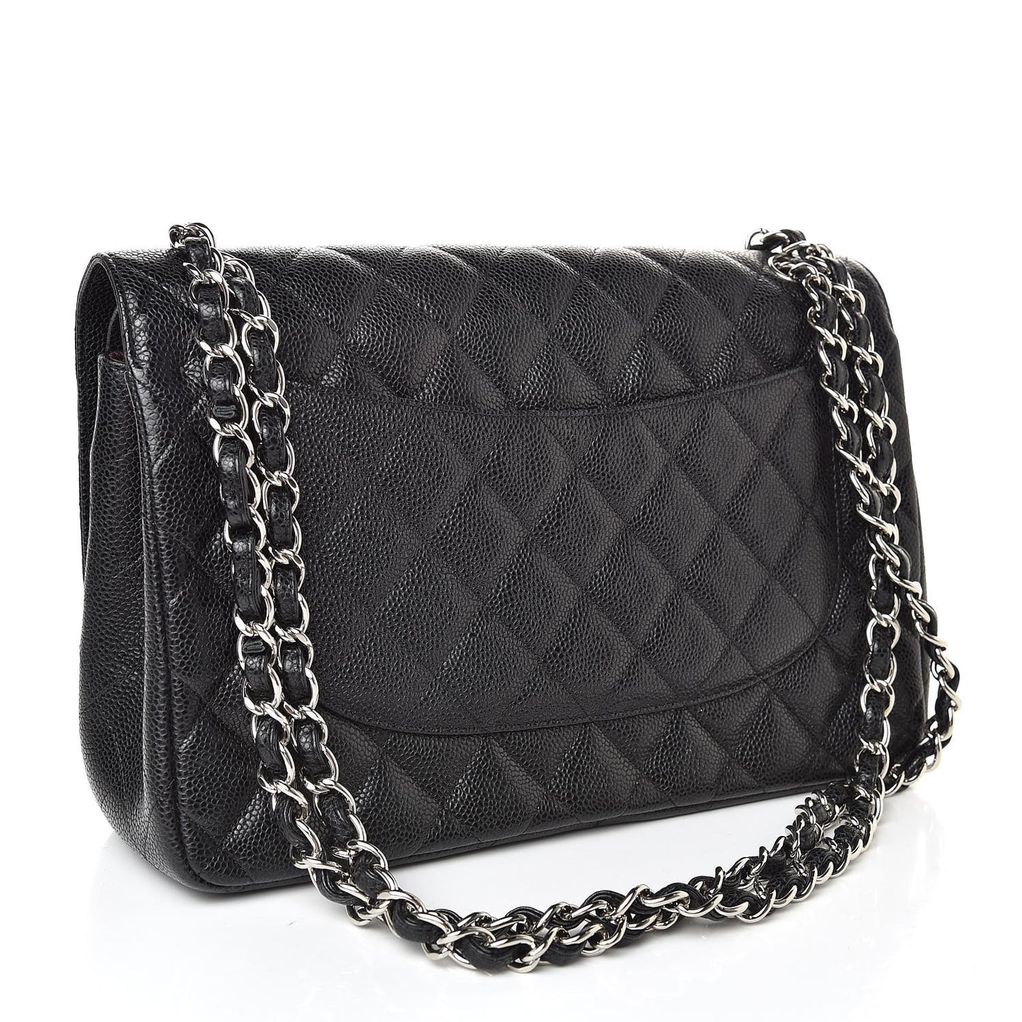 Caviar Quilted Jumbo Double Flap Black