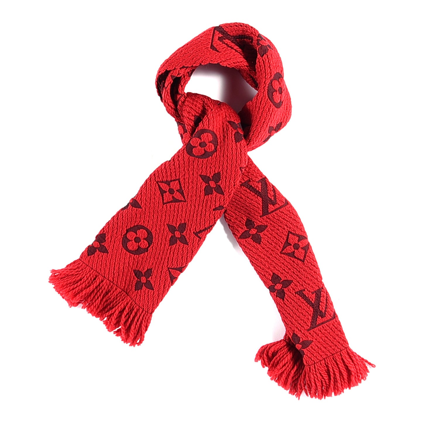Wool Silk Logomania Scarf Rubis
