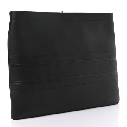 Christian Dior Calfskin Embossed Logo Zip Clutch Black 3 of 7