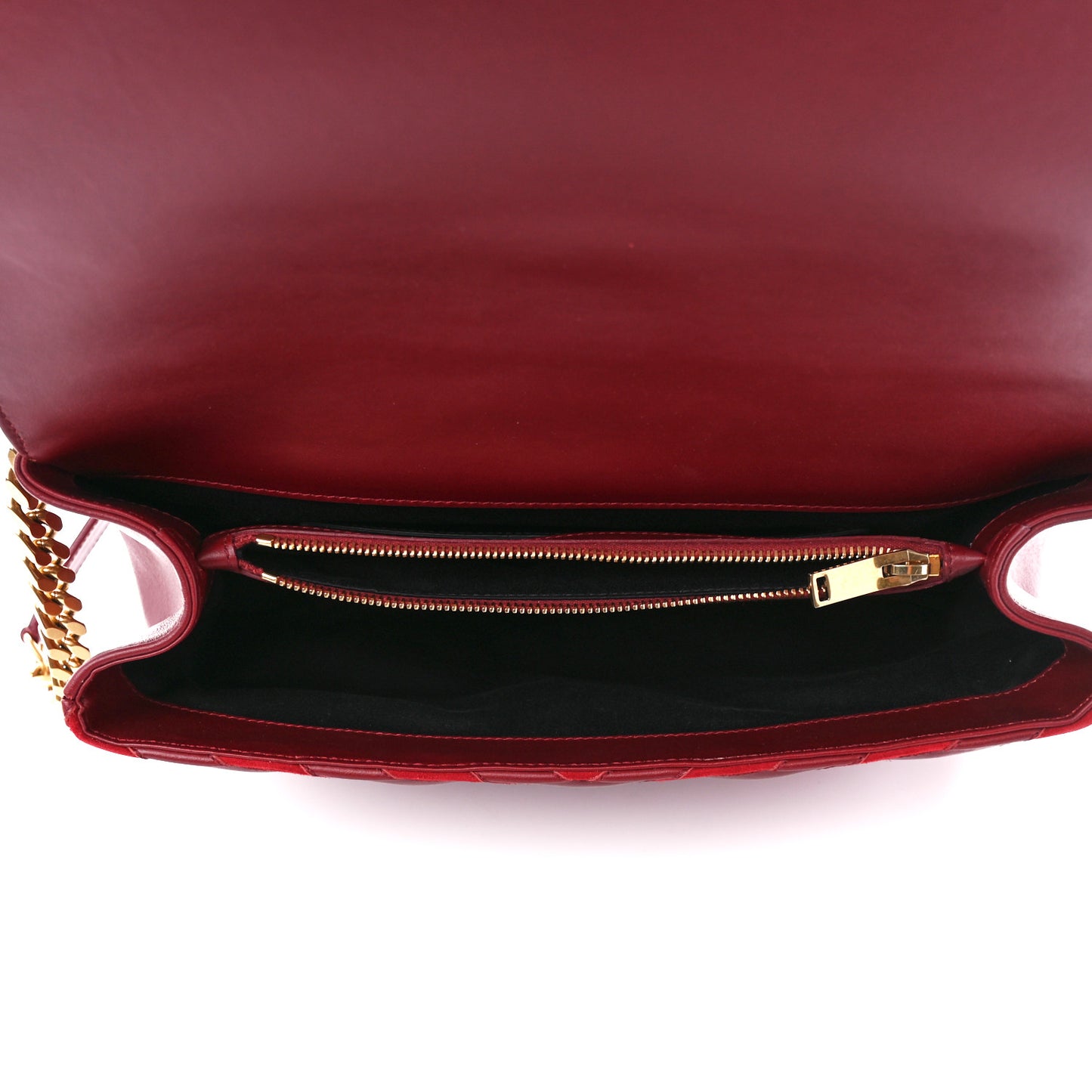 Calfskin Suede Matelasse Chevron Large Monogram College Bag Burgundy
