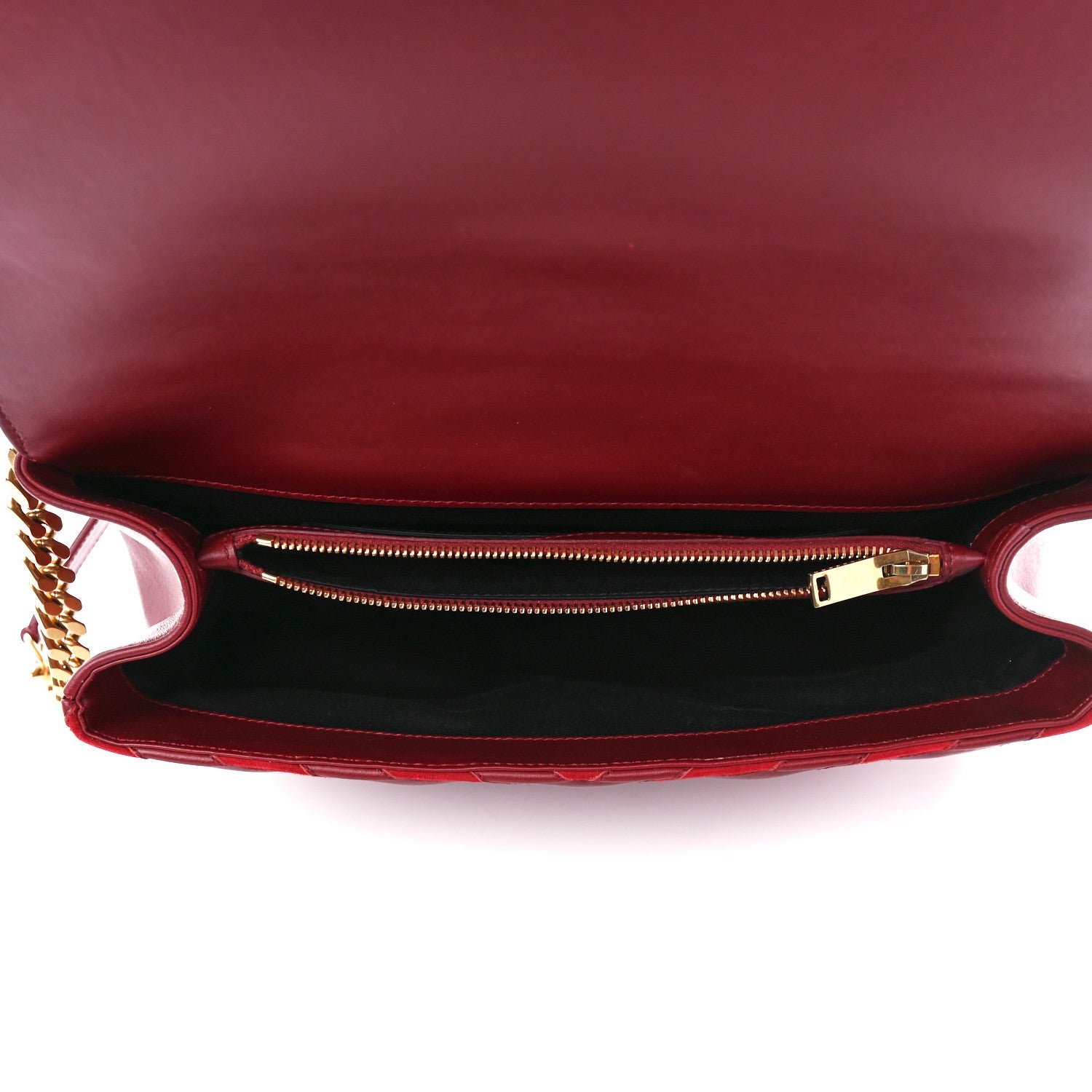 Saint Laurent Calfskin Suede Matelasse Chevron Large Monogram College Bag Burgundy 5 of 12