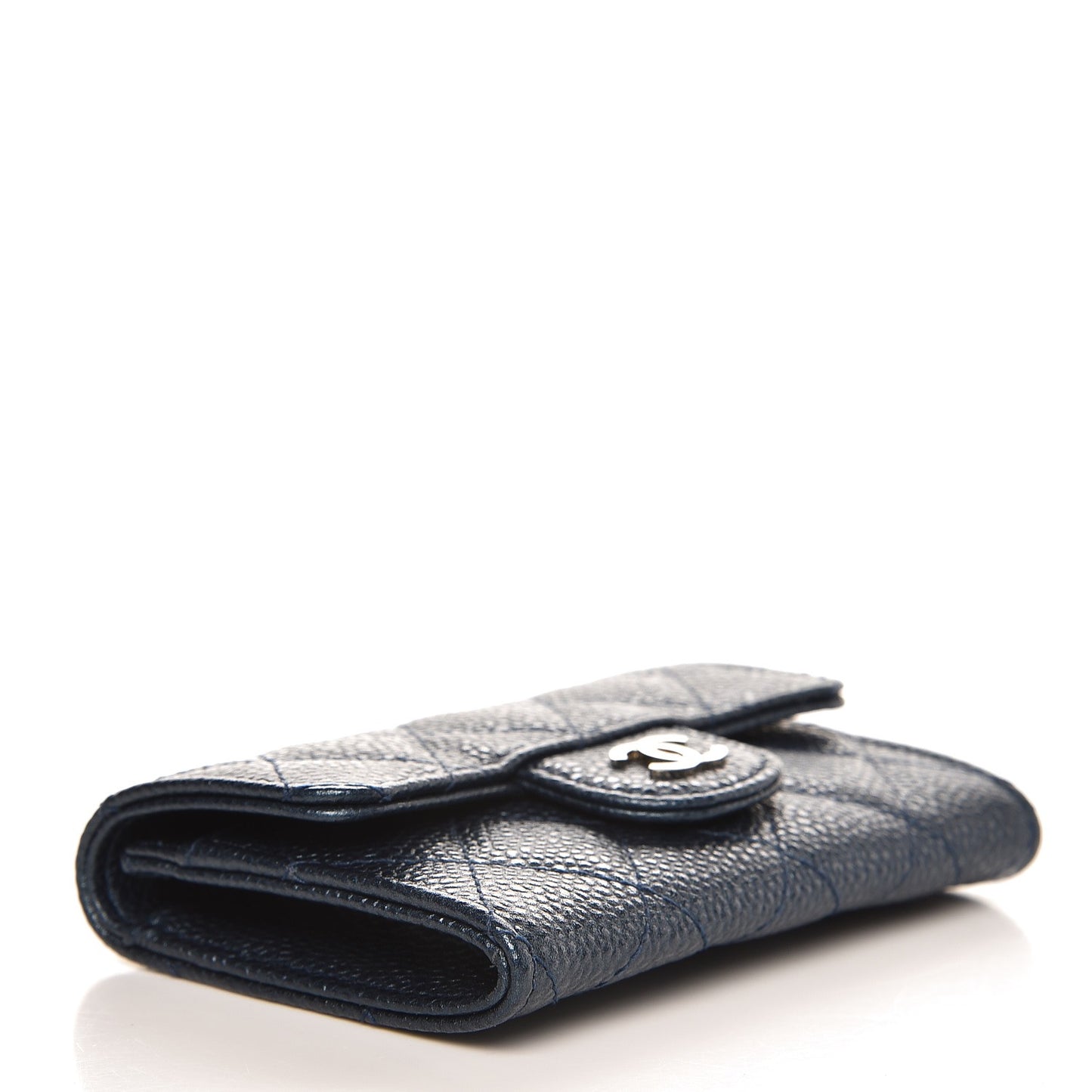 Caviar Quilted Card Holder Wallet Blue