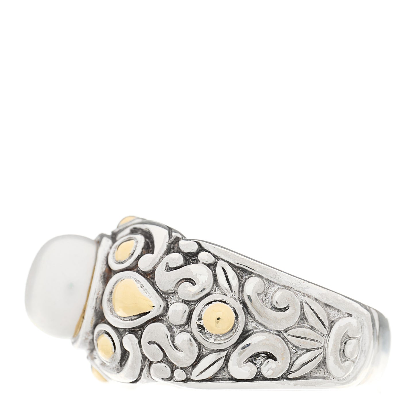 Sterling Silver 18K Yellow Gold Pearl Jaisalmer Ring 57 8