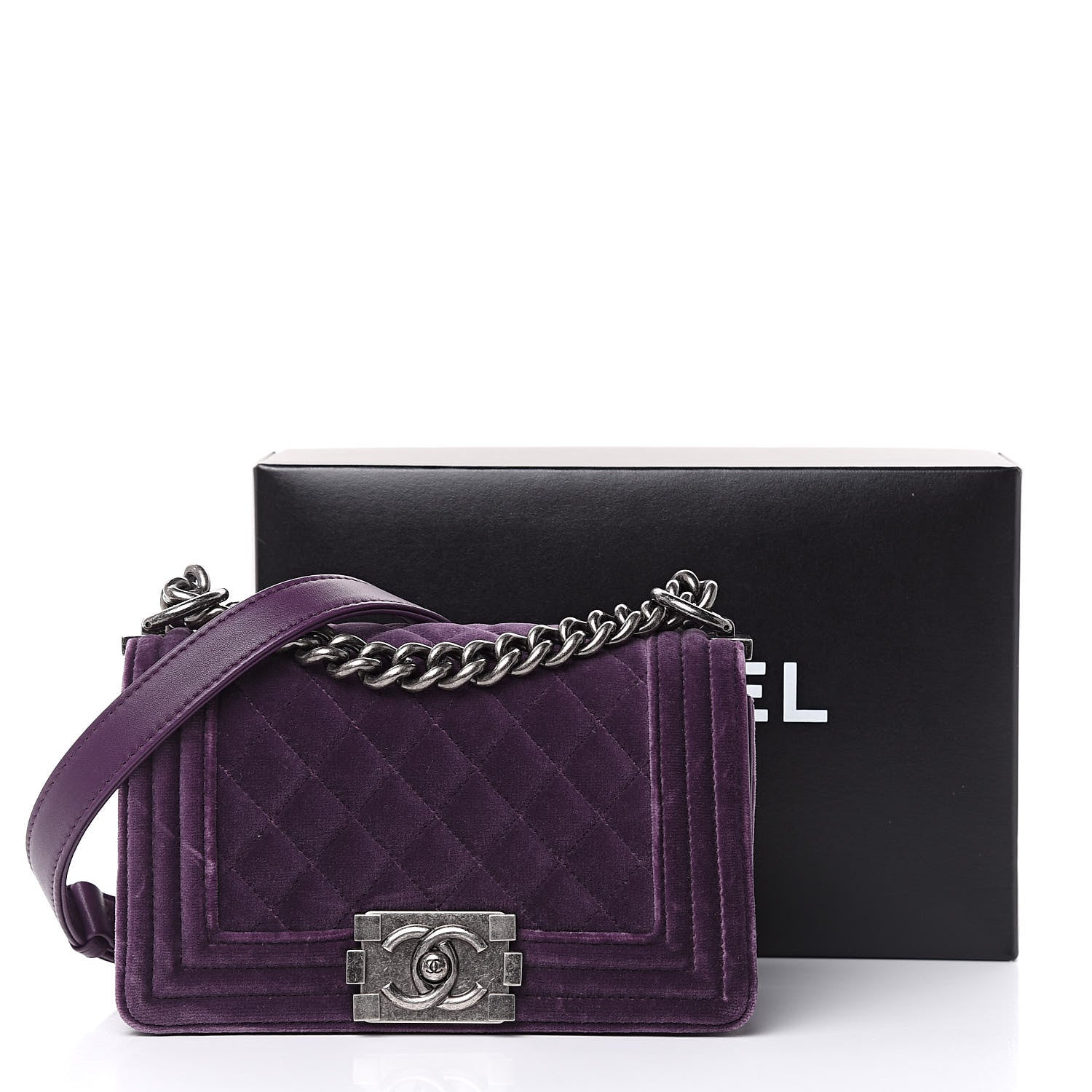 Chanel Velvet Quilted Small Boy Flap Purple 12 of 12