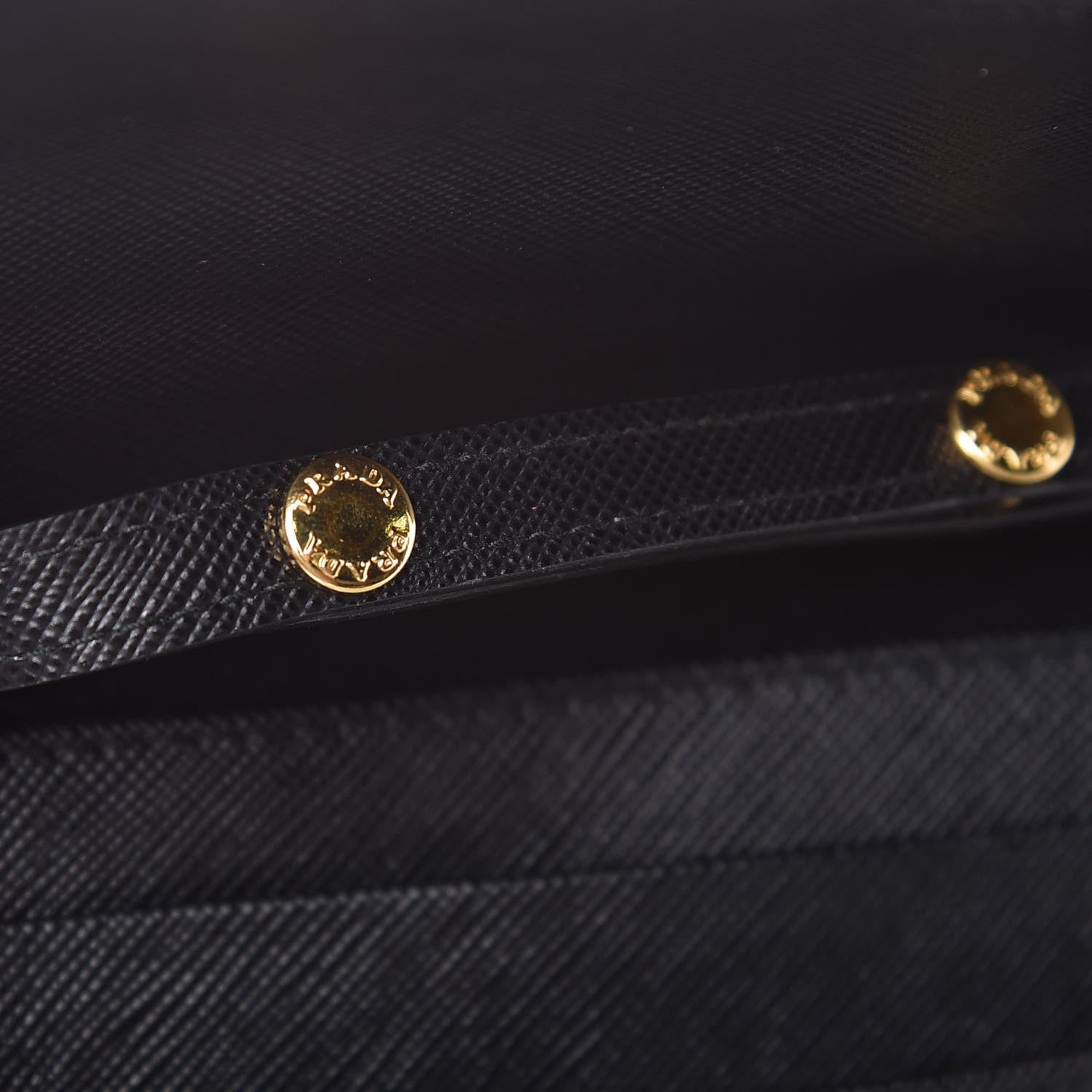 Prada Saffiano Metal Oro Chain Wallet Black 7 of 9