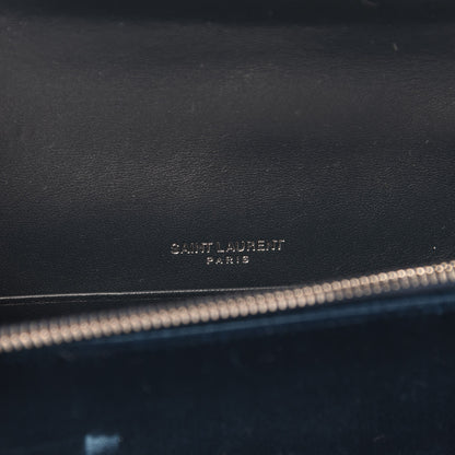 Saint Laurent Velvet Crystal Monogram Kate Tassel Chain Wallet Blue 8 of 12