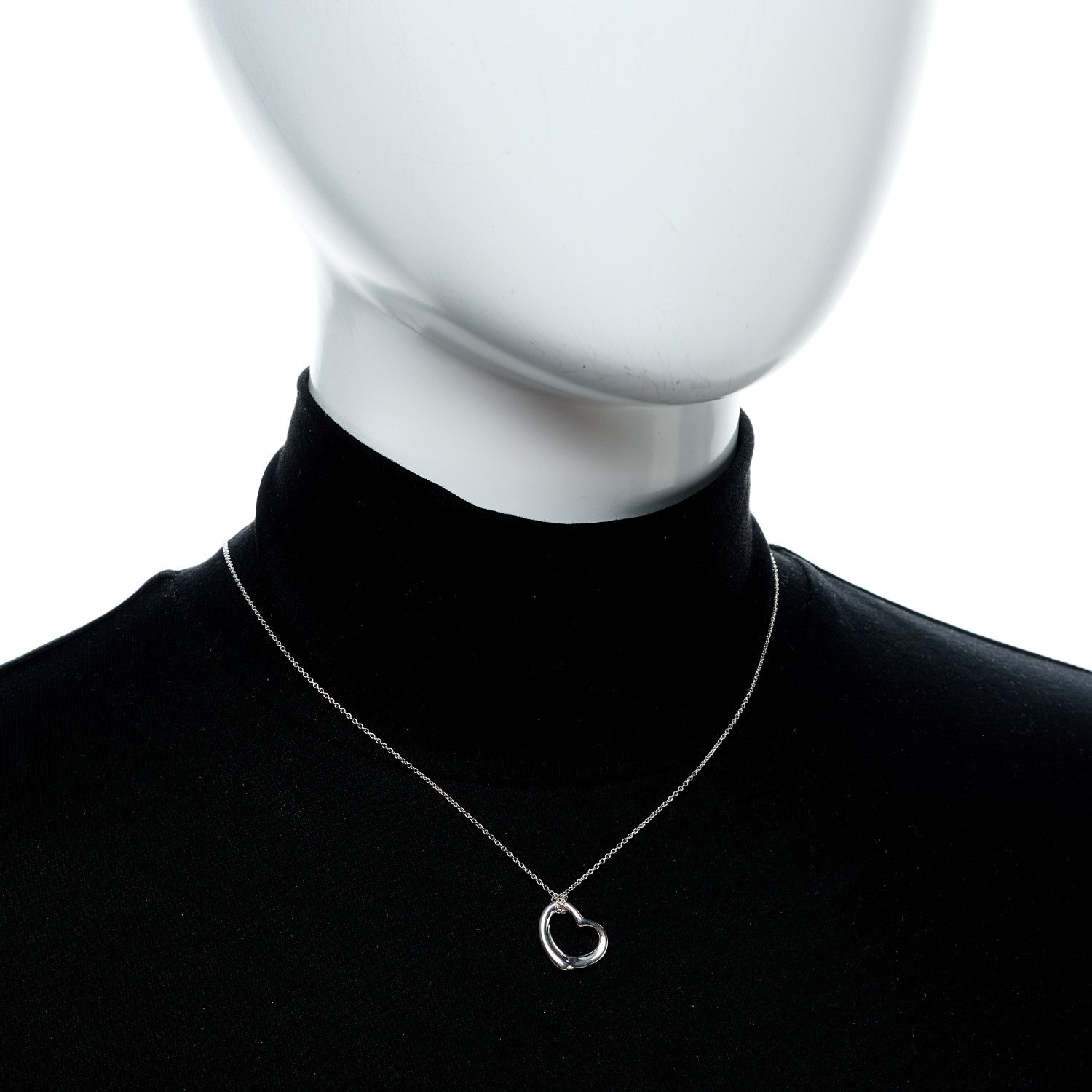 Tiffany Sterling Silver 16mm Elsa Peretti Open Heart Pendant Necklace 2 of 6