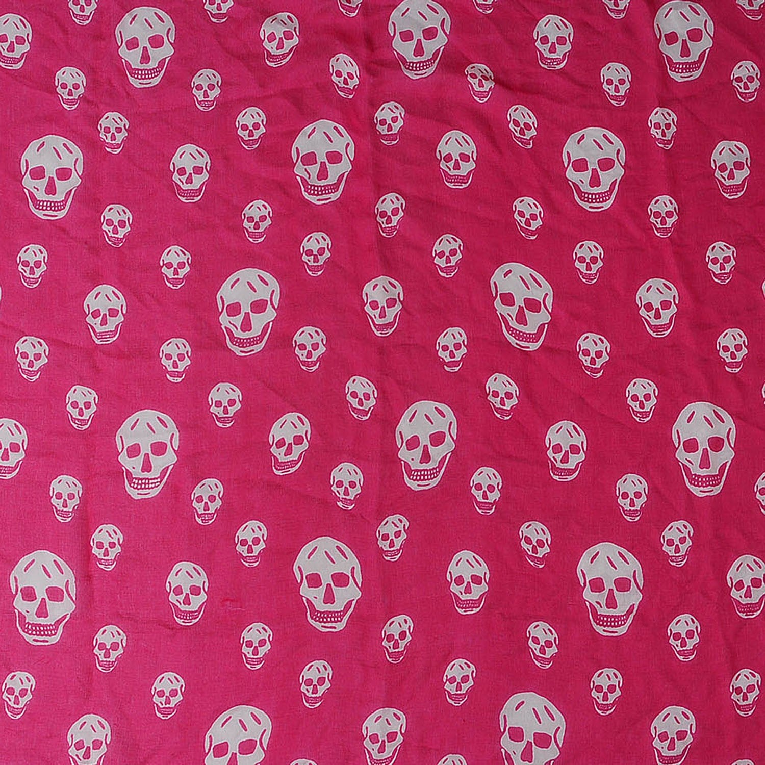 Alexander McQueen Silk Chiffon Skull Scarf Fuxia 1 of 7