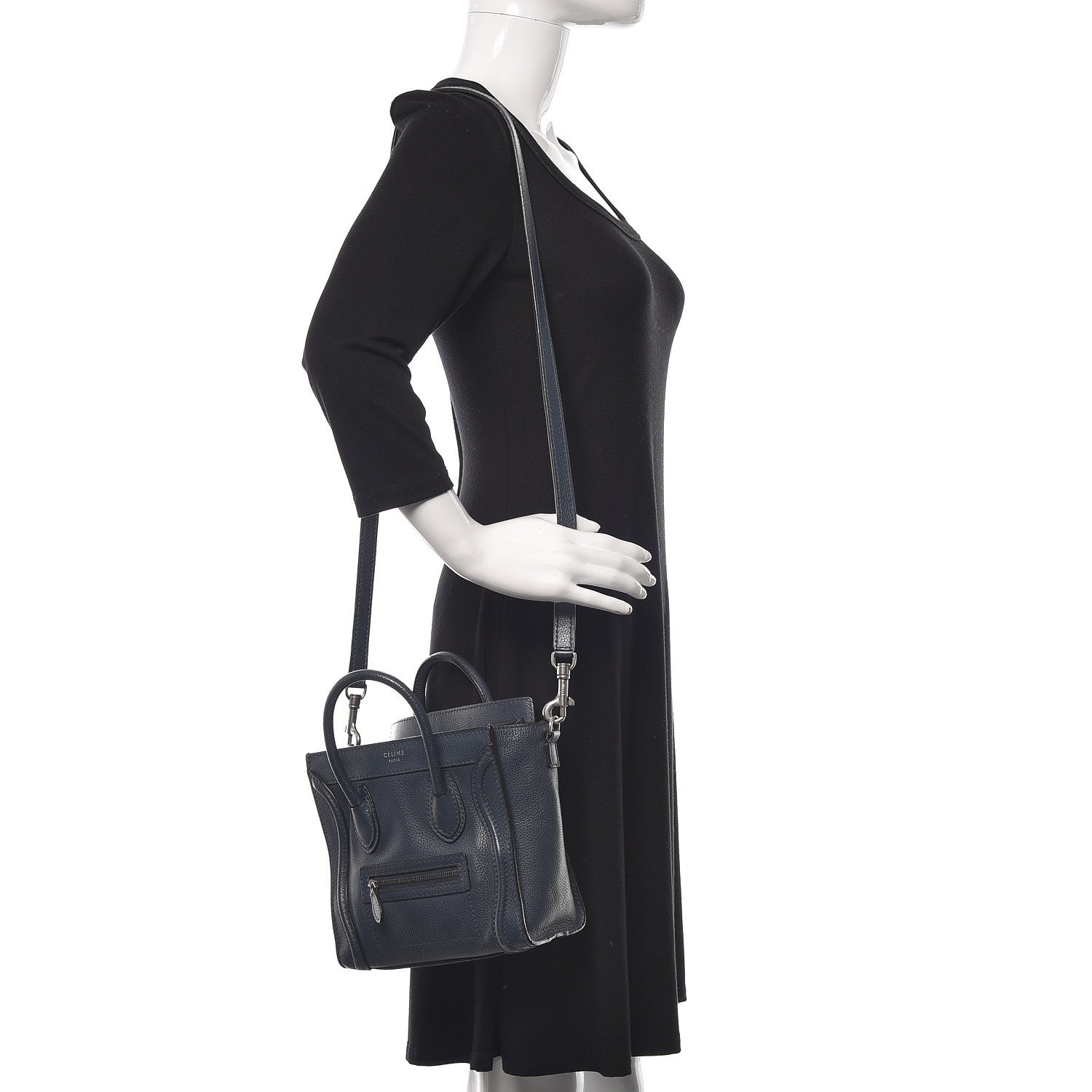 Celine Drummed Calfskin Nano Luggage Orage 2 of 10