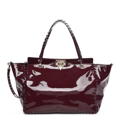 Valentino Garavani Patent Medium Rockstud Tote Rubin 1 of 8