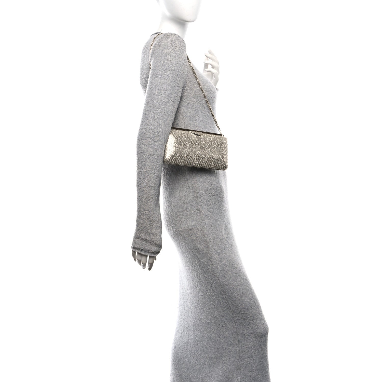 Jimmy Choo Glitter Ellipse Clutch Champagne 2 of 11