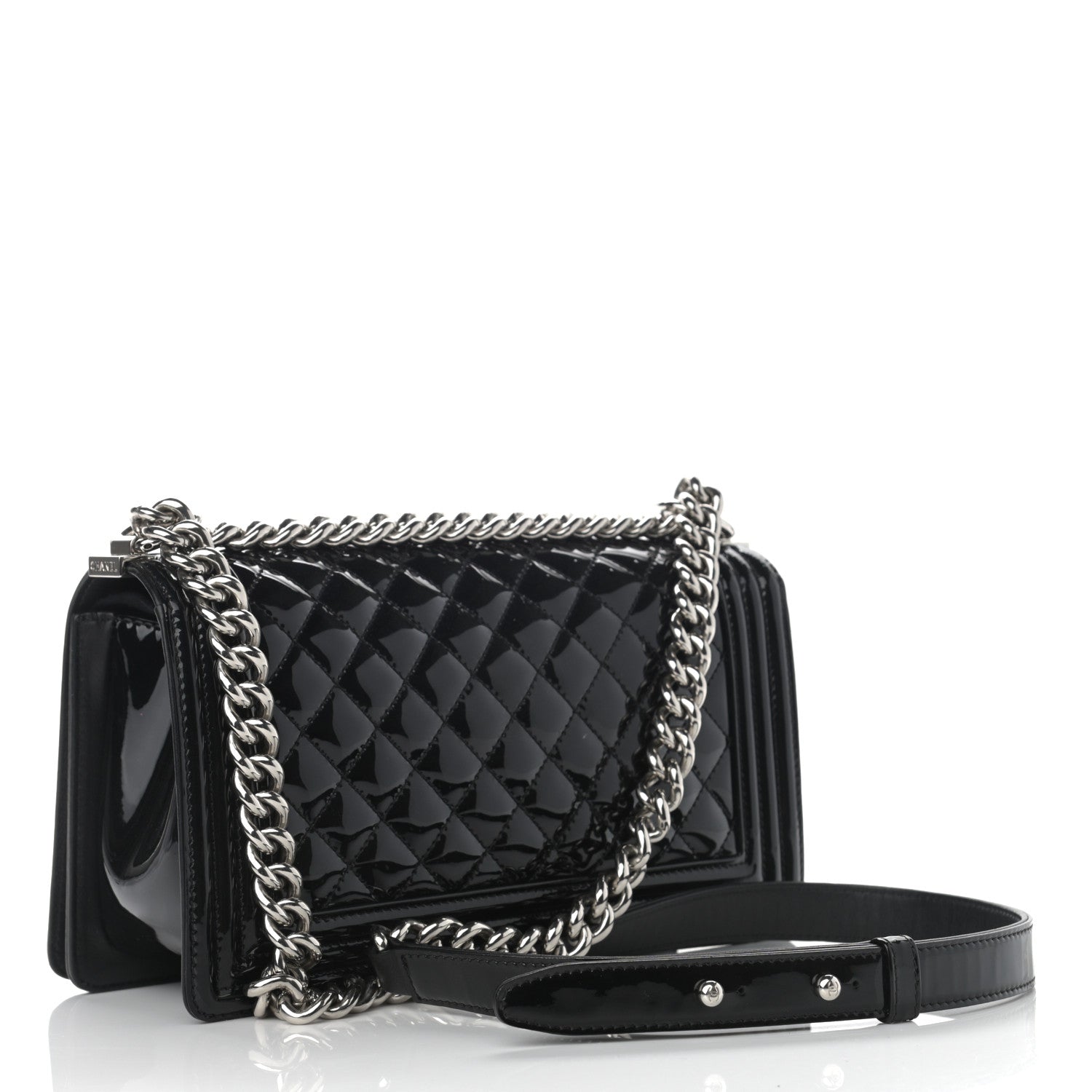 Chanel Patent Calfskin Quilted Medium Plexiglass Boy Flap Black 2 of 13
