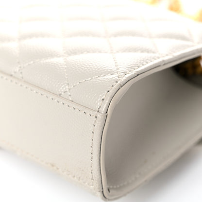 Saint Laurent Grain De Poudre Textured Mixed Matelasse Triquilt Small Monogram Satchel Crema Soft 11 of 16