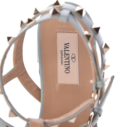 Valentino Garavani Nappa Rockstud Ankle Wrap Flat Thong Sandals 38 Celadon 5 of 8