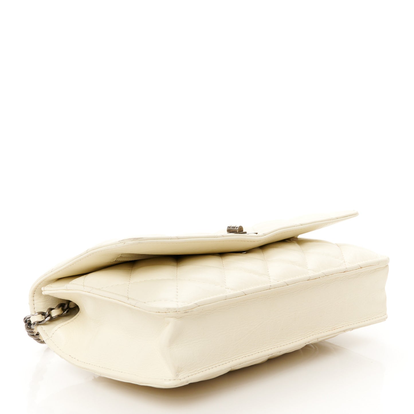 Aged Calfskin Quilted Reissue Wallet On Chain WOC White