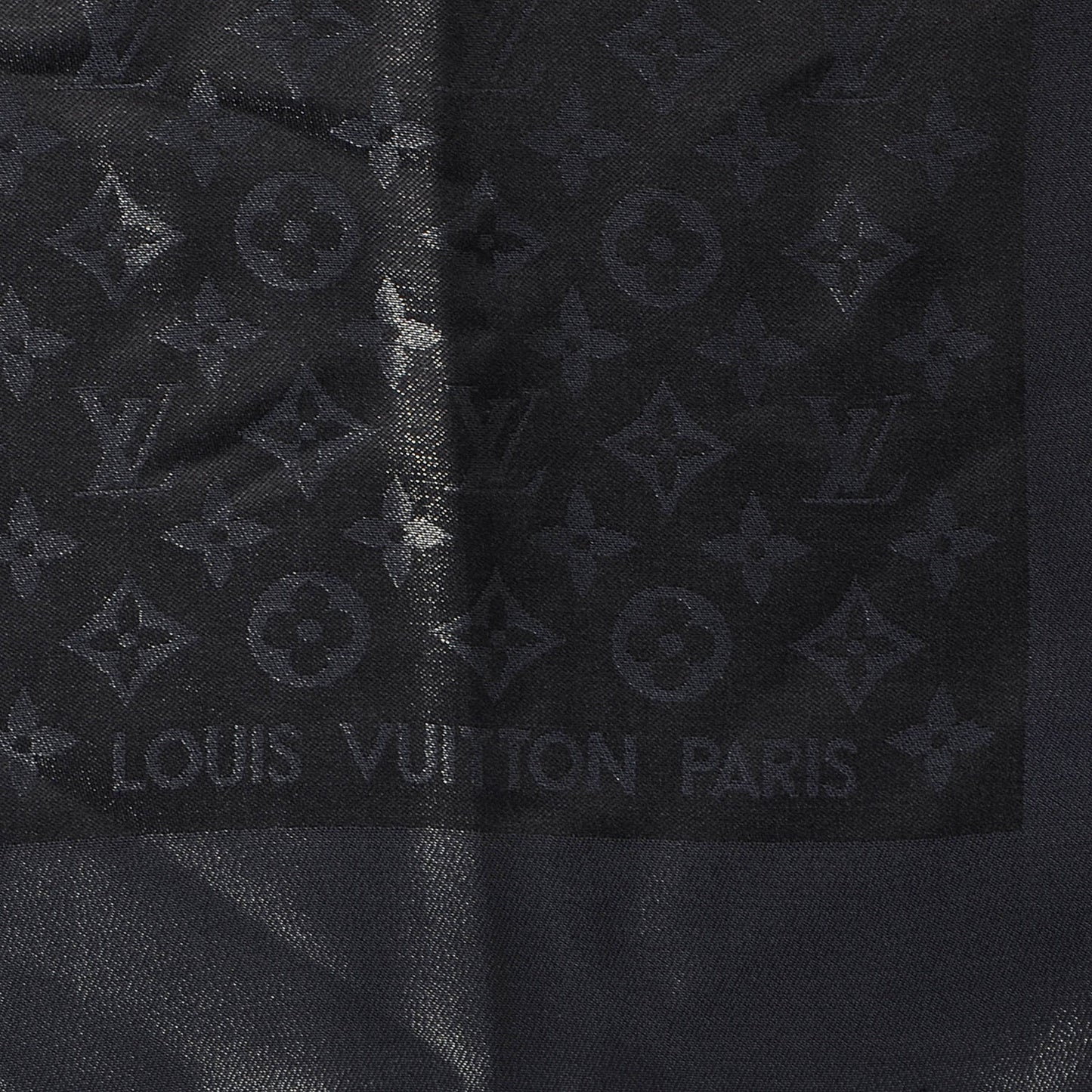 Silk Lurex Wool Monogram Shine Shawl Black