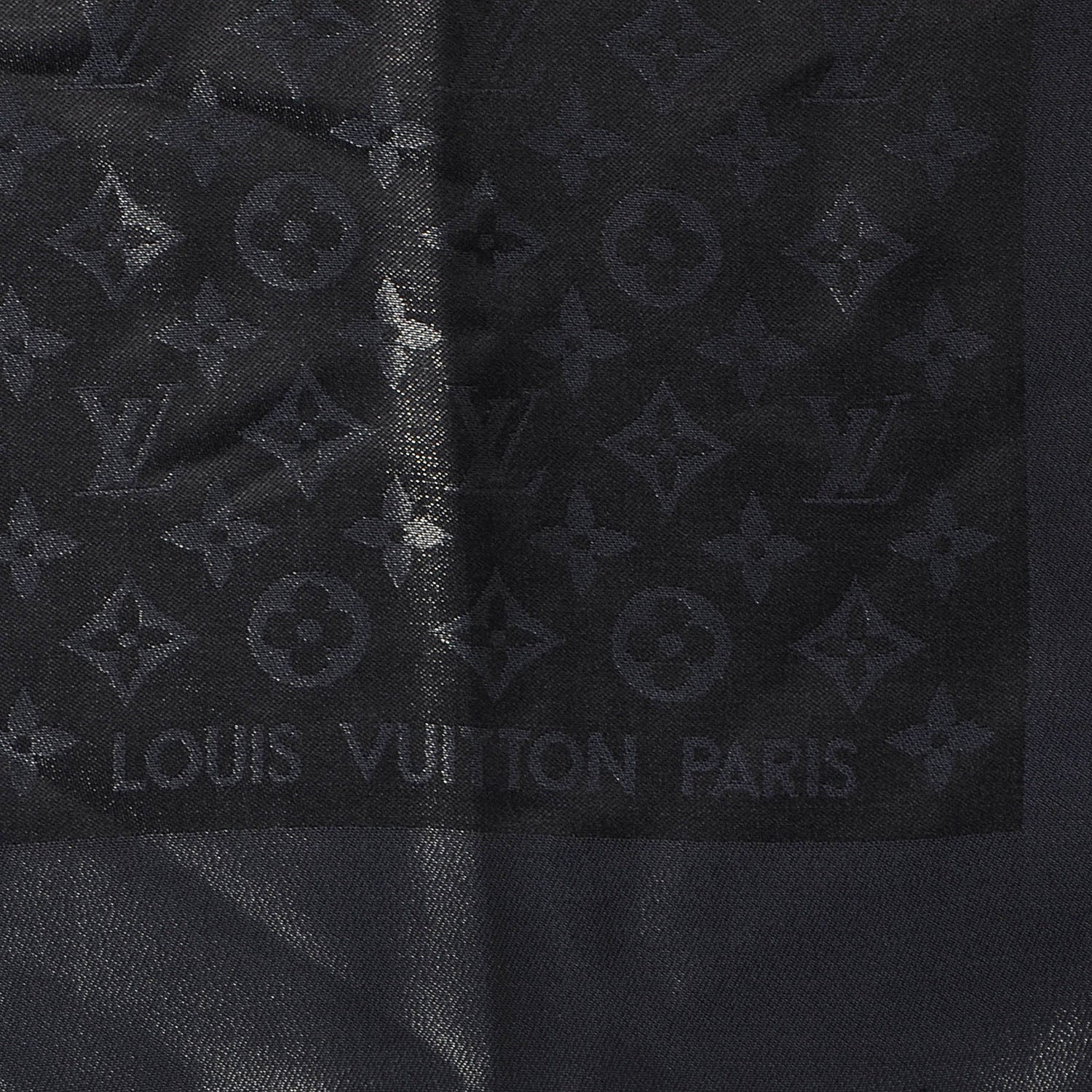 Louis Vuitton Silk Lurex Wool Monogram Shine Shawl Black 5 of 6