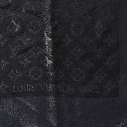 Louis Vuitton Silk Lurex Wool Monogram Shine Shawl Black 5 of 6