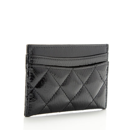 Chanel Distressed Patent Quilted Card Holder Black 3 of 8