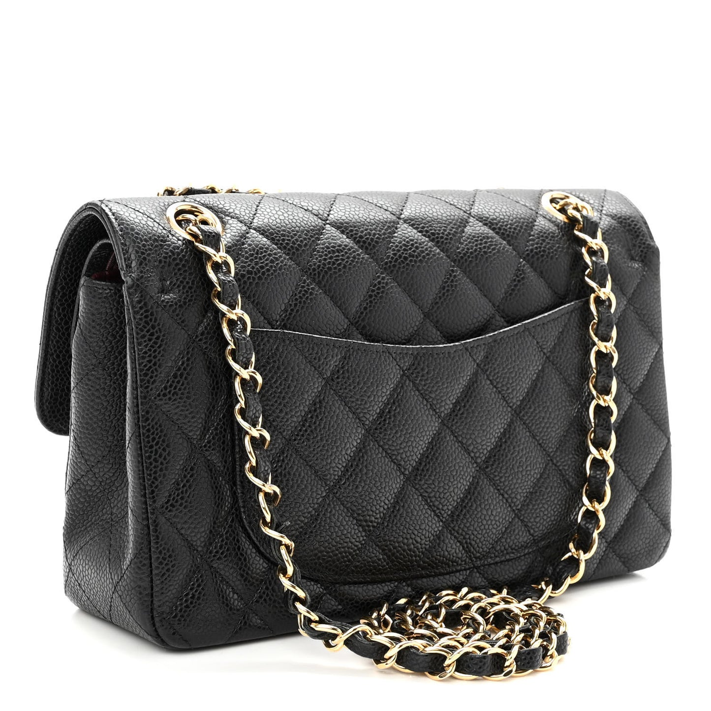 Caviar Quilted Small Double Flap Black