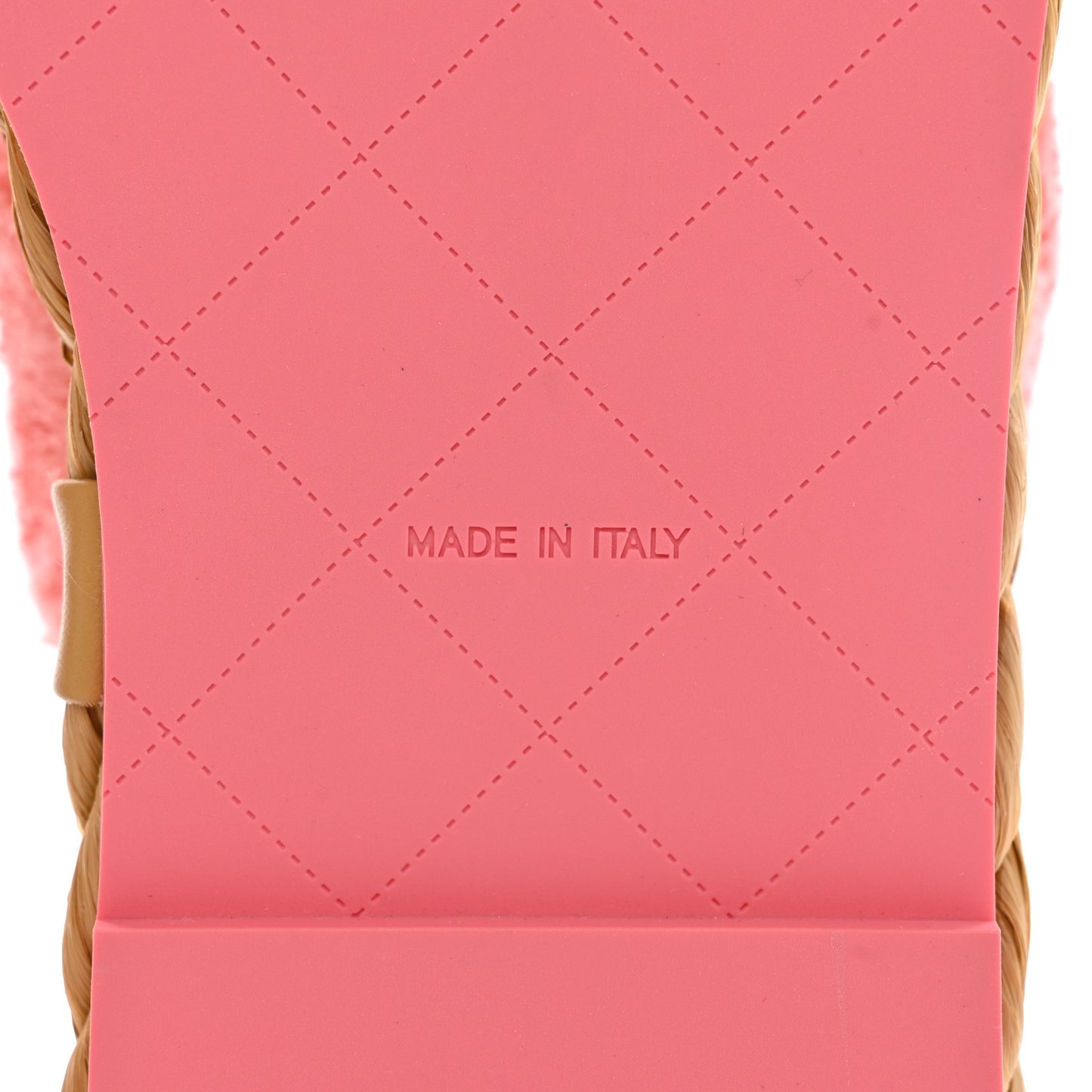 Terry Cloth Raffia CC Logo Thong Sandals 38 Pink