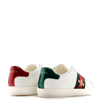 Gucci Calfskin Ayers Bee Embroidered Womens Ace Sneakers 37 White Green 5 of 10