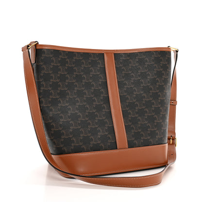 Celine Triomphe Canvas Calfskin Medium Bucket Bag Tan 3 of 12