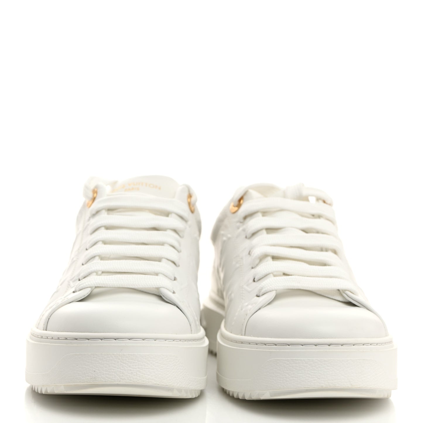 Lambskin Embossed Monogram Time Out Sneakers 40 White